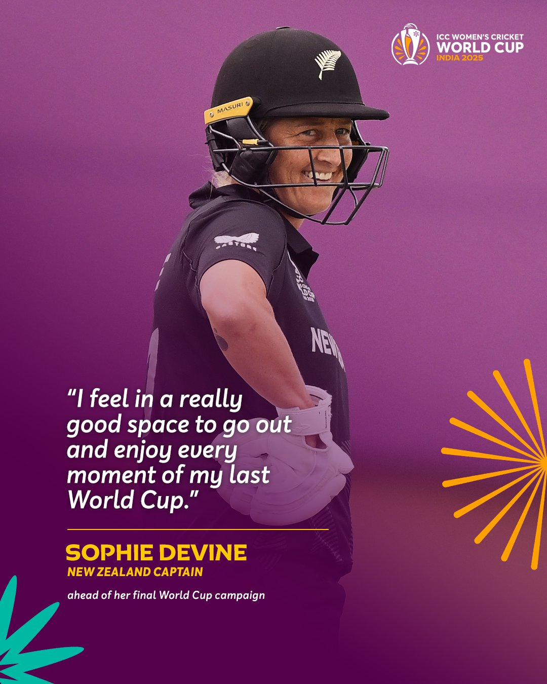 Last world Cup of sophie devine NZ captain.